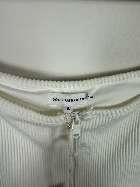 Good American Off Shoulder Half Zip Ribbed Bodysuit Cream Snap Close NWT 3XL (6) - Picture 11 of 16